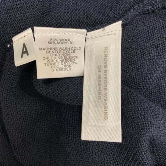 LOFT NWT XS Navy Blue Sweater Wool Stripe Semi Sheer Ann Taylor - Picture 5 of 6